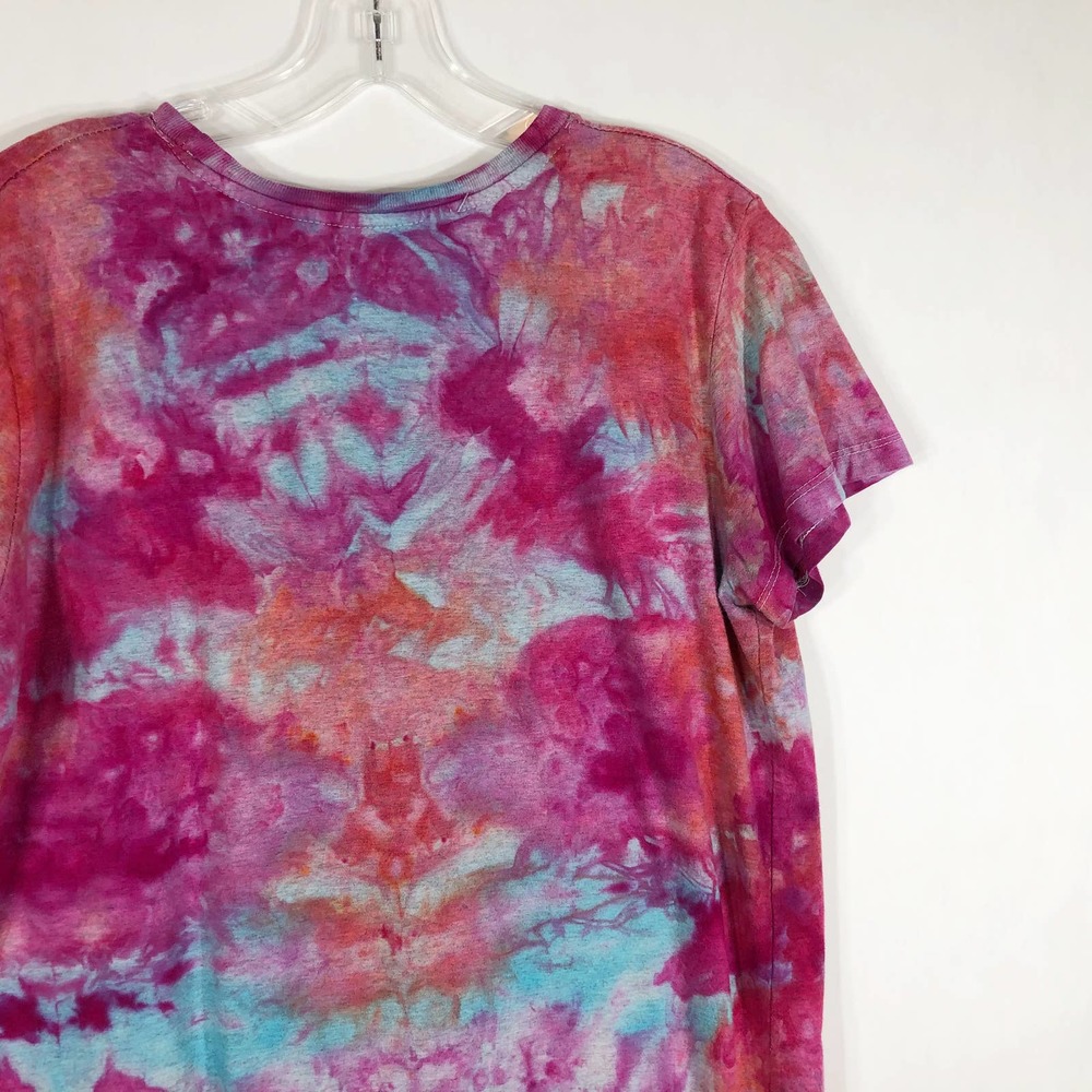 Tie Dye Size Large Tee Shirt Top Fly High Pink Blue Butterflies Handmade 1310 - Picture 5 of 9